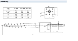 Zemní vrut s patkou pilíře rozměry
